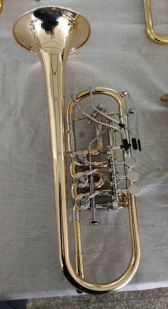 Professional C Tone One Piece Hand Hammered Bell Rotary Trumpet With Silver Plated / Lacquer / Bare Copper Surface (JTR-430)