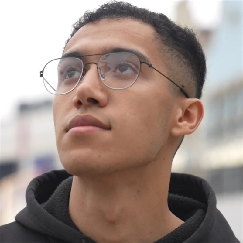 Denmark Brand Double Beam Glasses Frame Men Women Fashion Pilot T Titanium Thin Rim Ultralight Eyewear Pure Handmade Eyeglasses