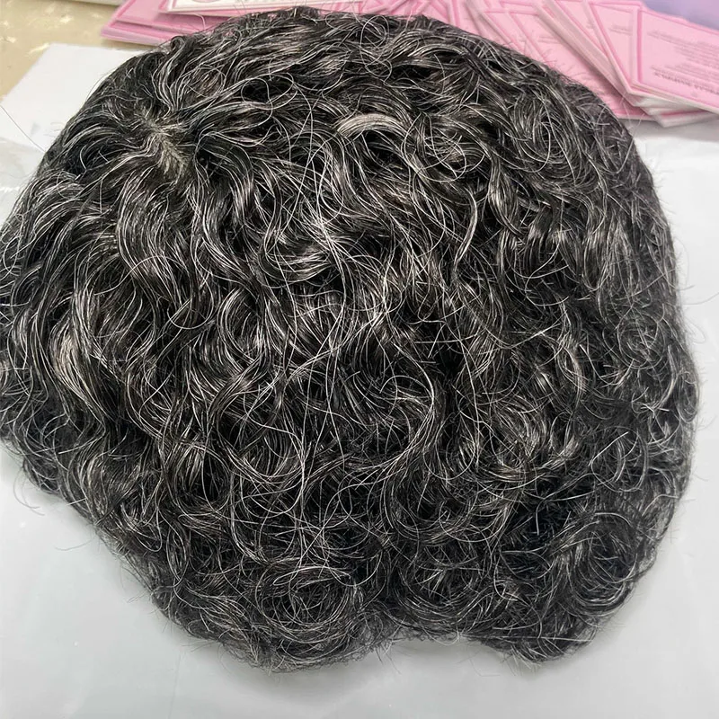 ISKIN Curly Thin Skin Men Toupee Full PU 0.14mm Man Capillary Prosthesis Human Hair Replacement Human Hairline Wig Natural Wig