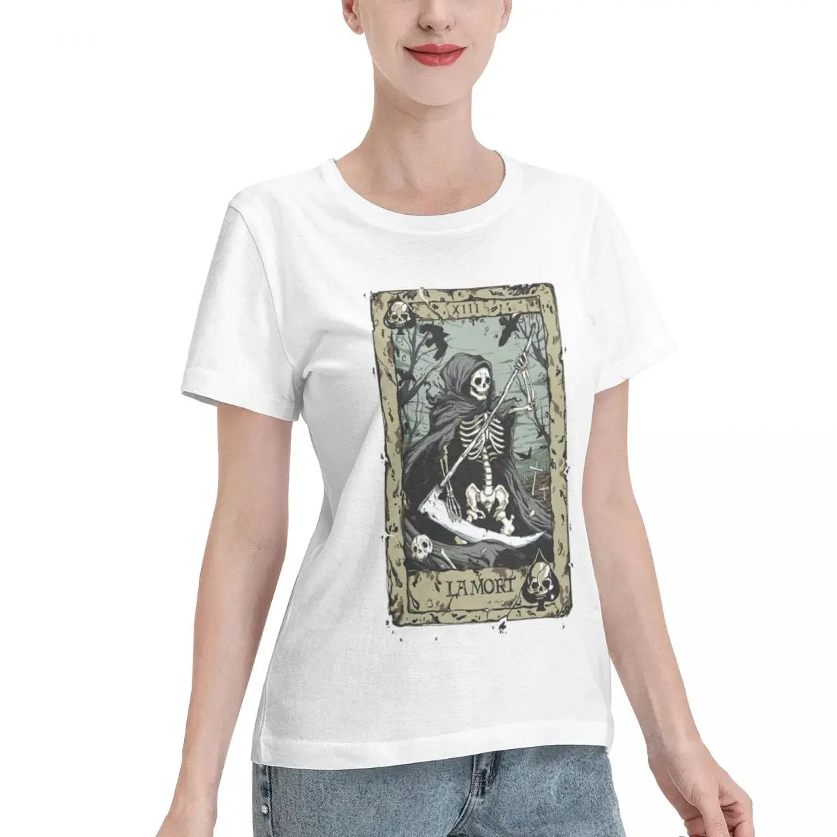 Bargain Price Death Card Women's T-shirt Travel Basic Tops For Women
