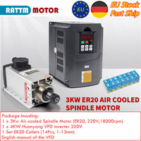 【In EU】CNC Milling 3.5kw ER20 Air Cooled Spindle Motor + 4KW HY VFD Inverter +1 Set ER20 Spring Collet for CNC Milling Machine