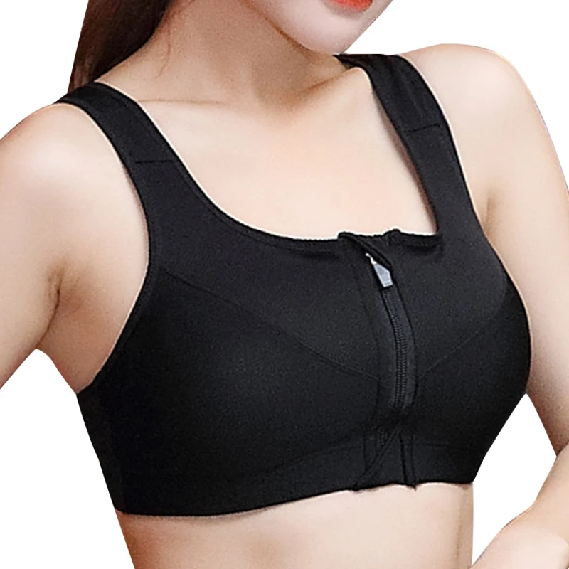 

Sports Bra Crop Top Women Fitness Vest Feminine Front Zipper Push Up