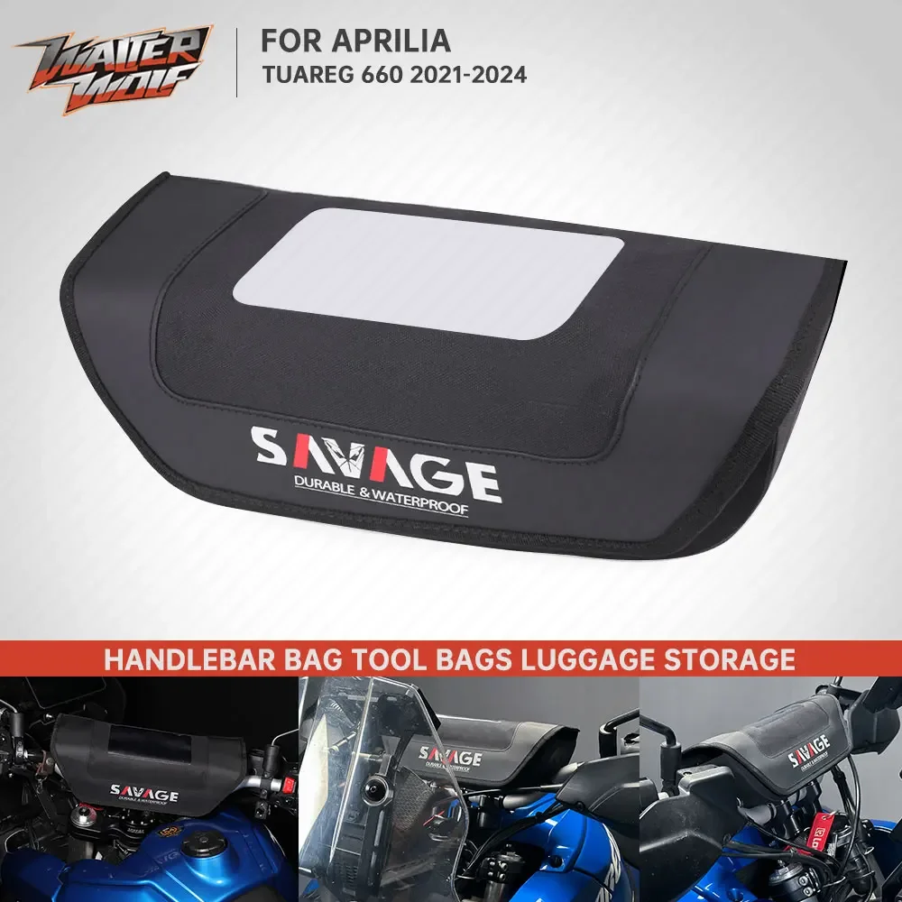 Motorcycle Handlebar Bags For Aprilia Tuareg 660 2021-2024 Handle Bar Hand Storage Bag Luggage Tool Bag GPS Navigation Phone Bag