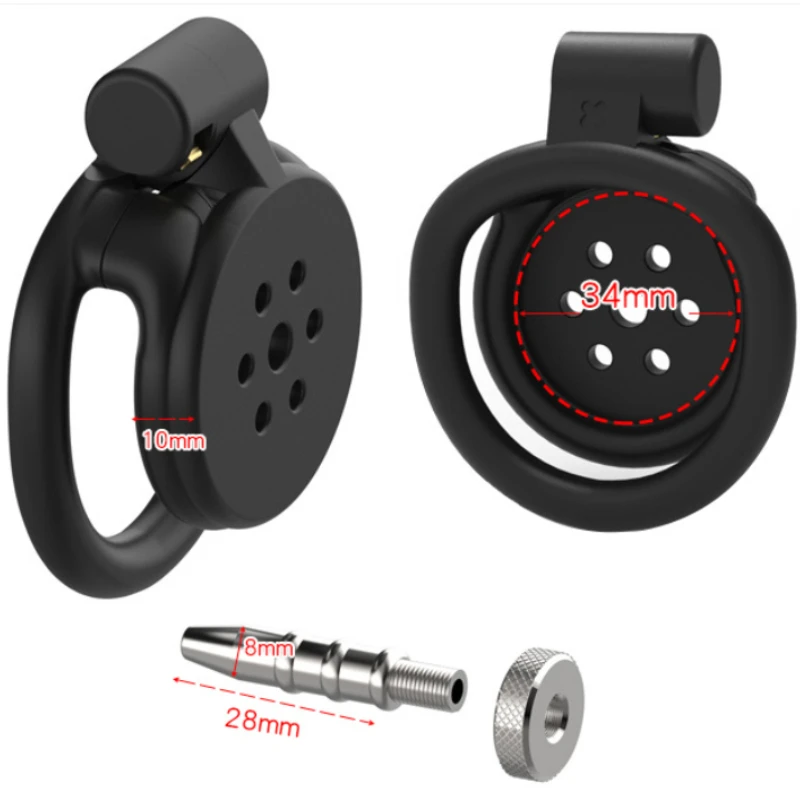 3D-Printed Flat Chastity Cage with Urethral Lock and Catheter Male Penis CB Lock BDSM Training Celibacy Restraint  Adult Sex Toy view 5