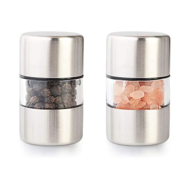 Moedor manual de pimenta e sal, aço inoxidável, portátil, mini moinho para ervas, pimenta, especiarias, rosa, sal, cozinha, gadgets de moagem