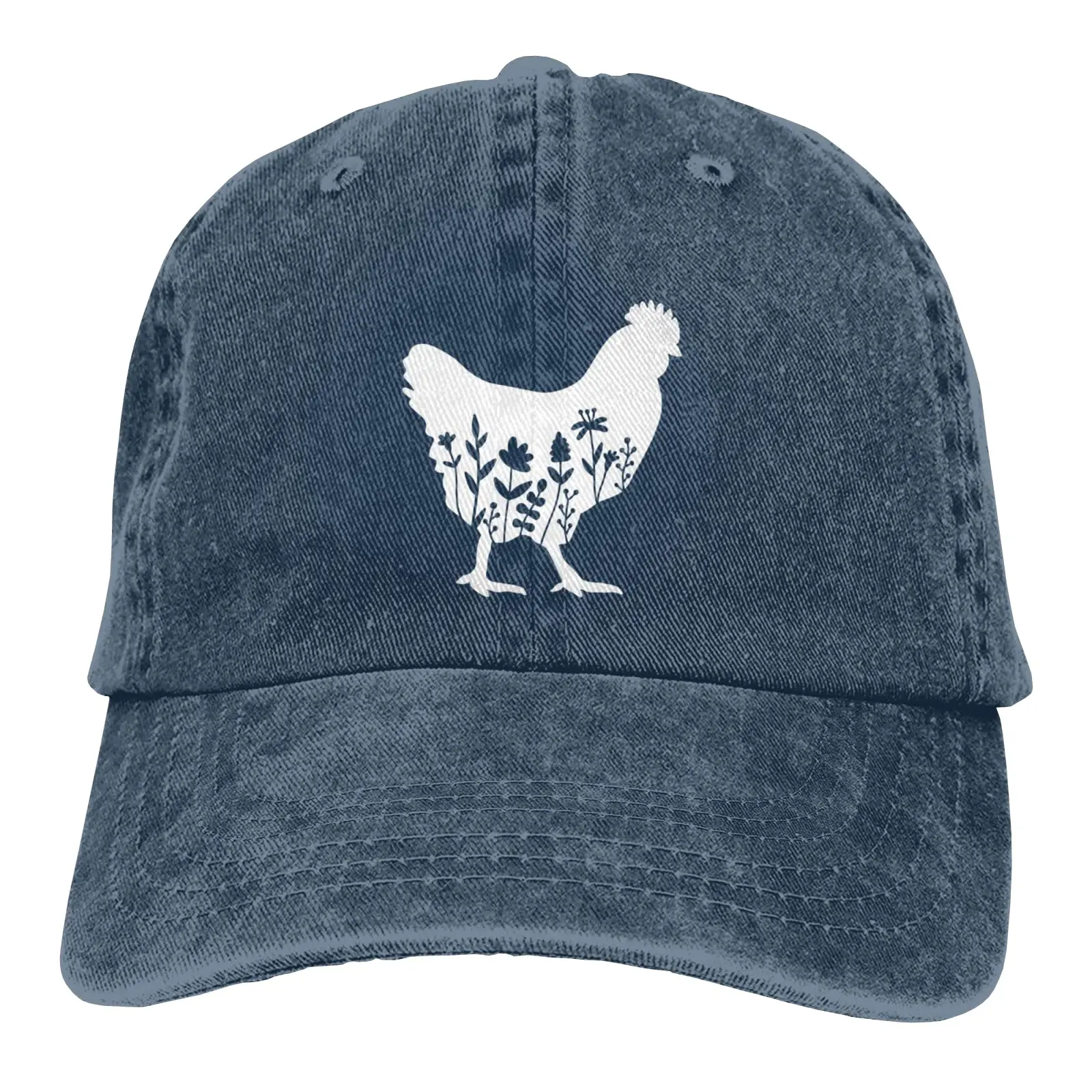 Women's Floral Chicken Hat Vintage Distressed Adjustable Washed Baseball Cap for Men Women Farmer