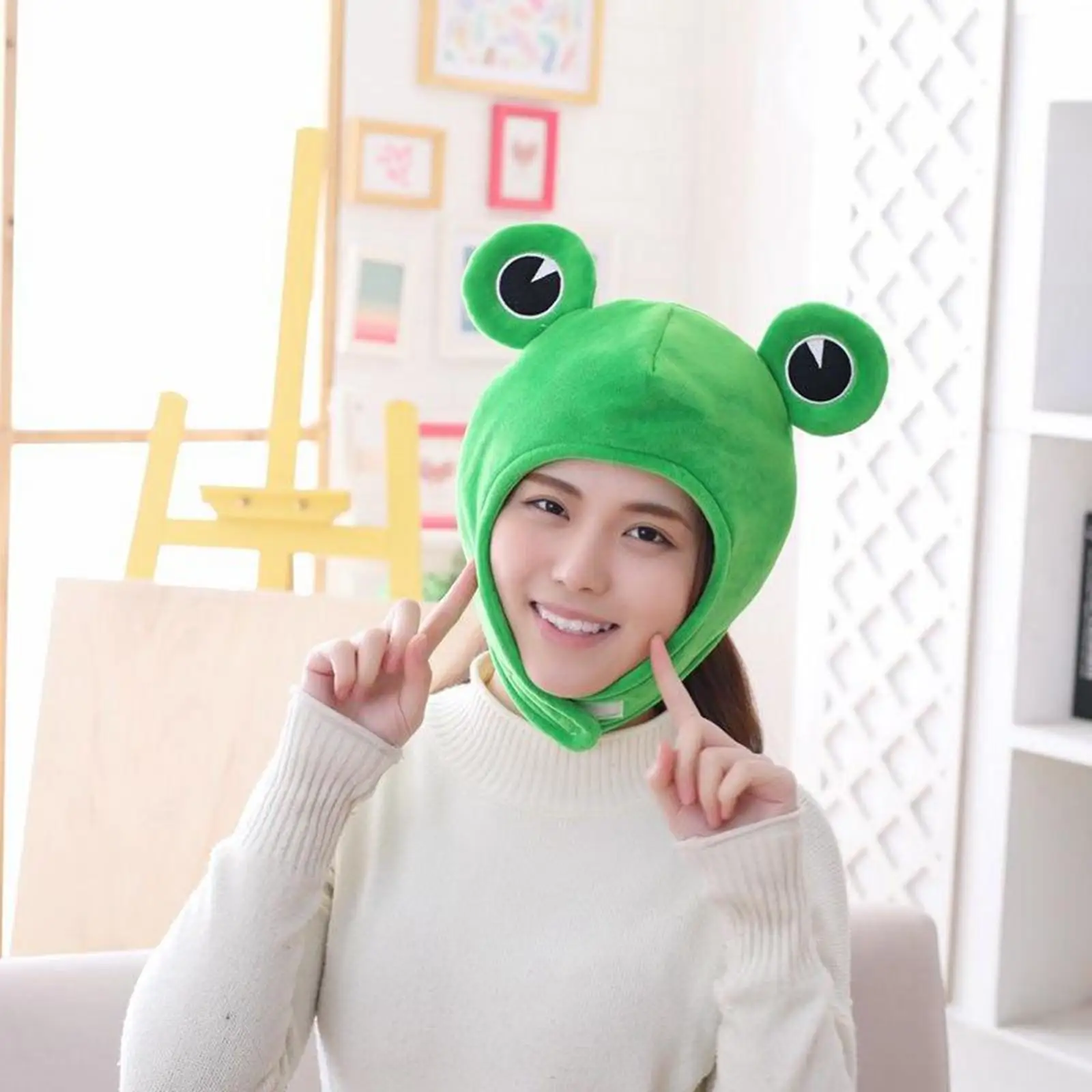 Cartoon Funny Plush Frog Big Eye Hat Cosplay Costume Dress Up Hat Headgear