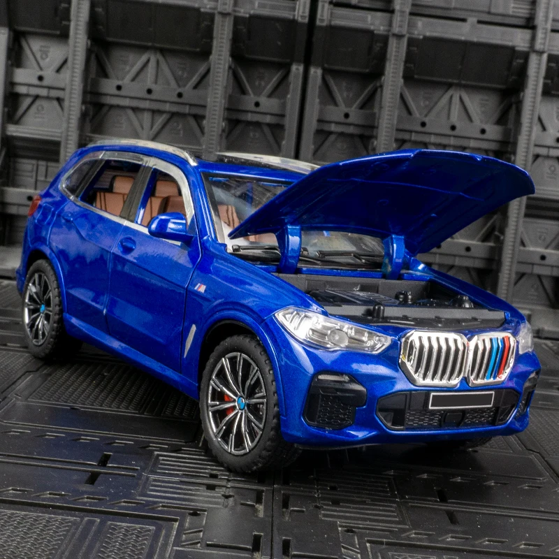 1:24 BMW X5 model terenowy ze stopu, ozdoby, napęd pull-back, sterowanie, amortyzacja, zabawka dla dzieci, otwierane drzwi.