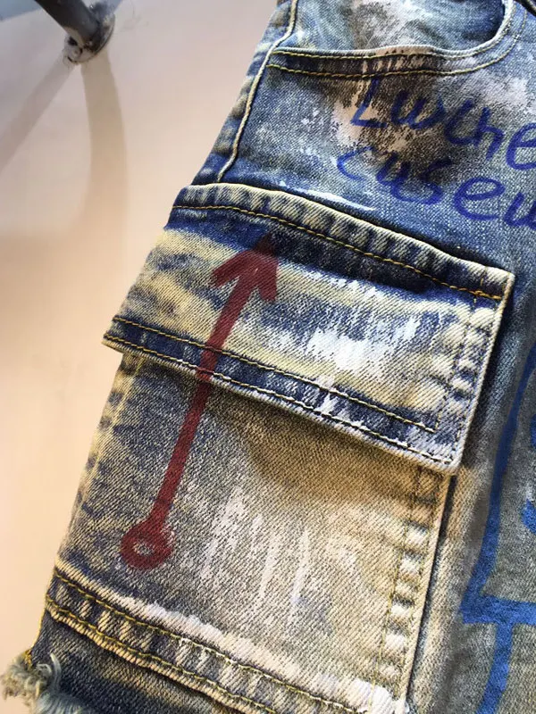 Europe Station 2025 Summer New Letter Graffiti Painted High Waist Slimming Stretch Denim Skirt Short Skirt Women's Skirt