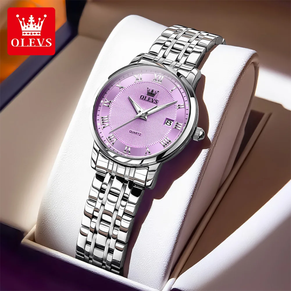 

OLEVS Elegant Ultra thin Simple Style Quartz Movement Women's Wristwatch Fashion Stainless Steel Bracelet Calendar Woman Watch