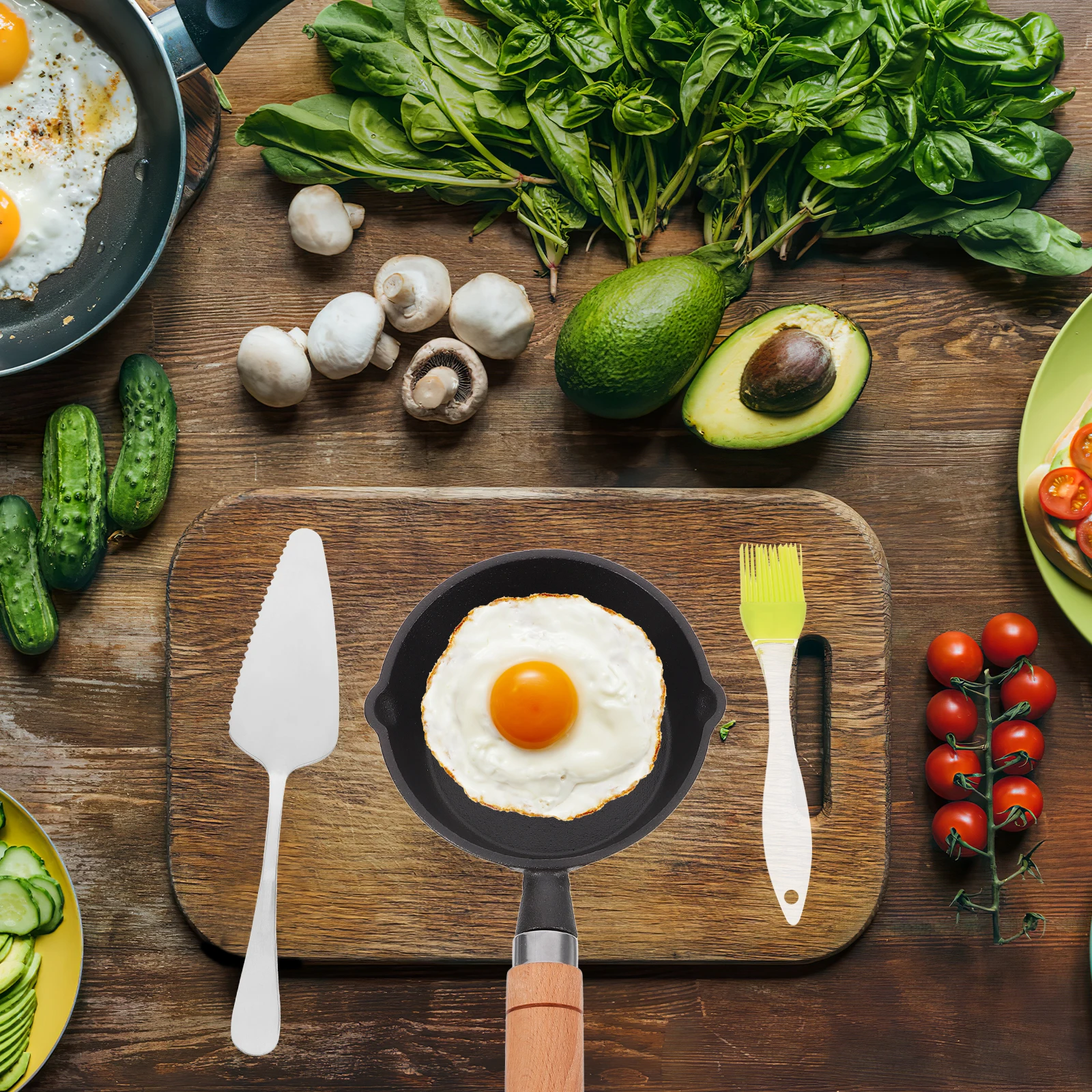 

1 set 1 Set Mini Frying Non-Stick Small Cast Iron Skillet Household Omelette Pan Heat Resistant Kitchen Cooking Utensil