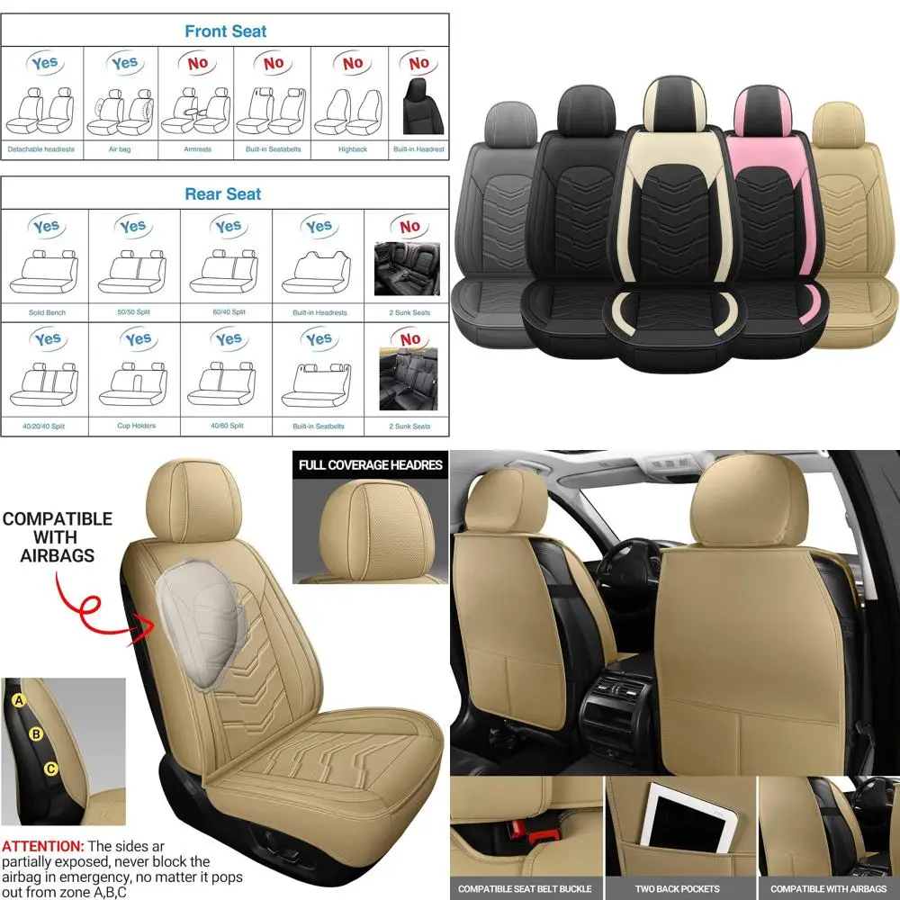 

Universal Beige Seat Covers for Cars, SUVs, and Trucks - Fit Most Front Seats