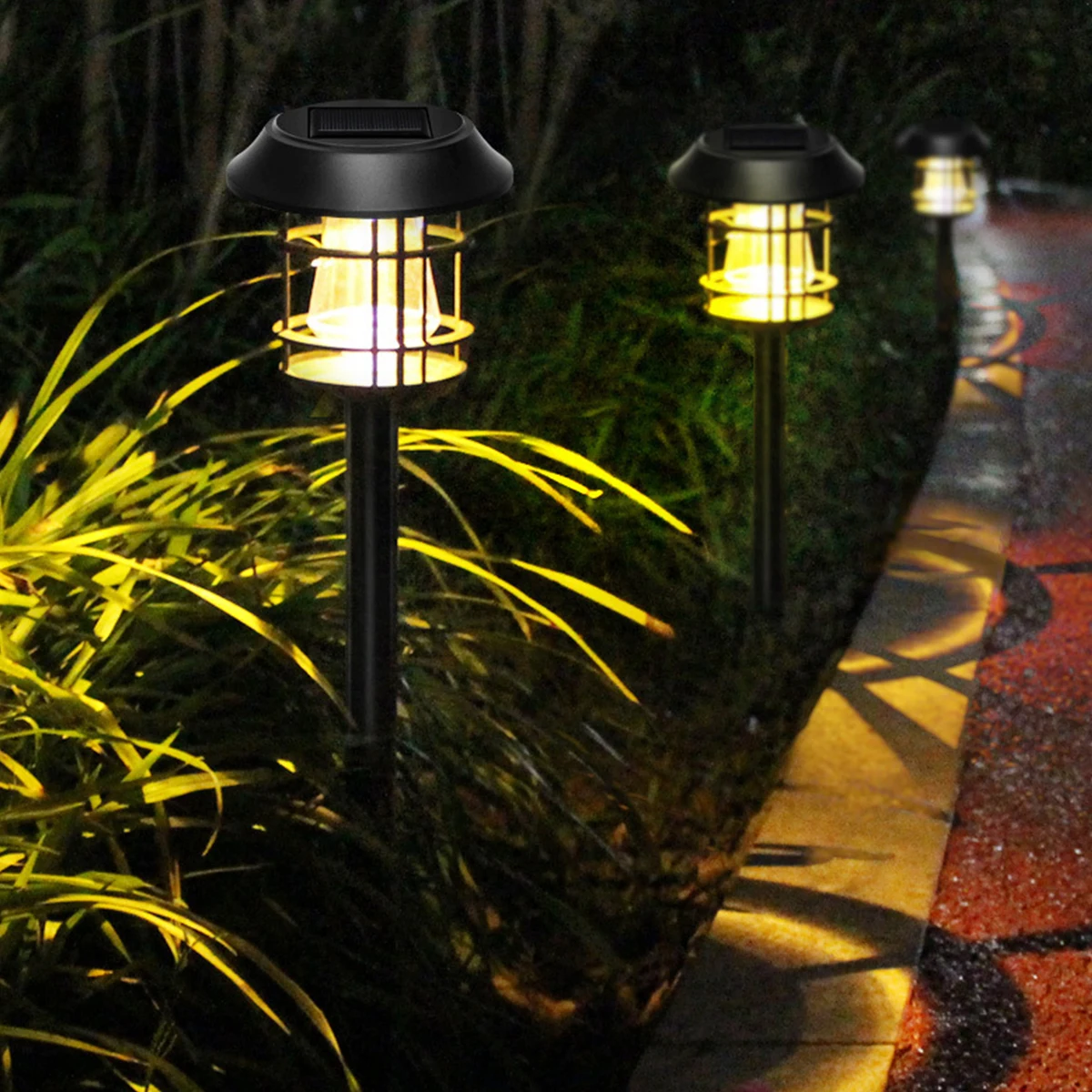 

4Pcs Solar LED Light Outdoor Retro Lantern Solar Garden Light Waterproof LED Light Solar-Powered Pathway Lights Solar Lamps