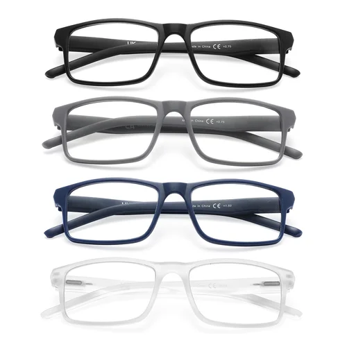 MODFANS gafas de lectura de luz azul para hombres y mujeres, gafas rectangulares antideslumbrantes/filtro de tensión ocular, gafas de lectura UV cómodas