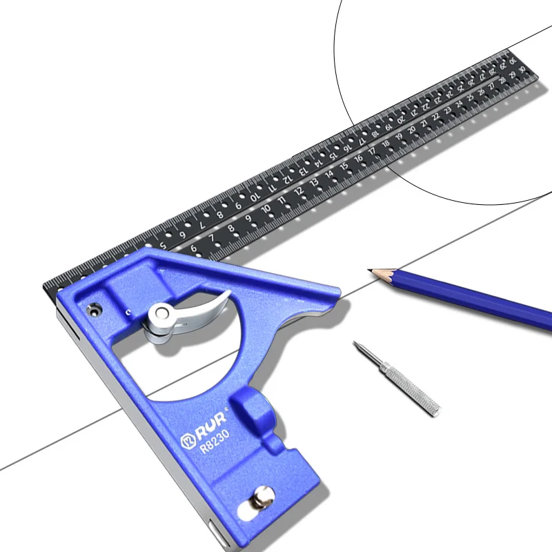 30CM Precision Marking Right Angle Ruler 45/90 Degree Hole Angle Ruler Industrial Scribe Marking Gauge Draw a circle Woodworking