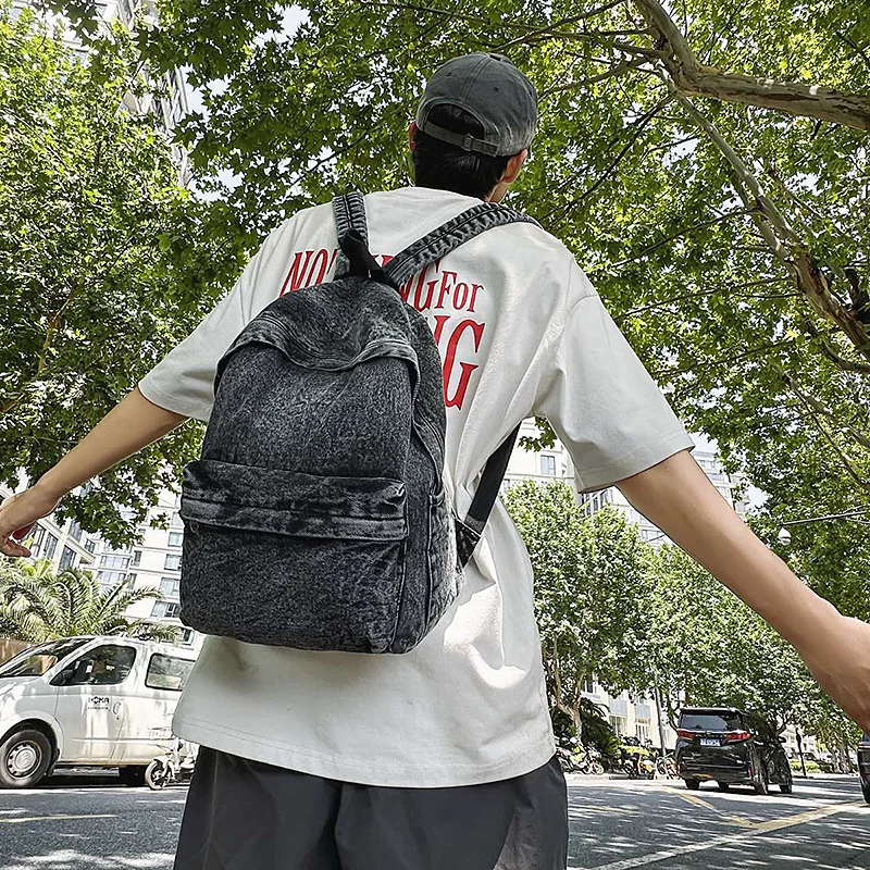 

Simple Denim Backpack Retro Versatile Computer Bag Kids Backpacks for Boy Casual Canvas Student Bag Cute Backpacks School Bag