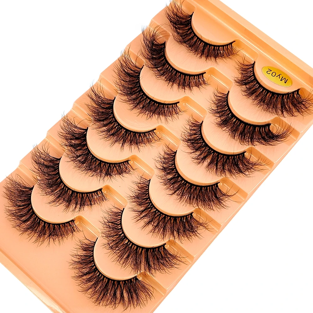7pairs Natuurlijke Russische Strip Wimpers Pluizige Nertsen Wimpers 3D Valse Wimpers Pluizige Volume Wimpers Nep Wimper Extension Make Up