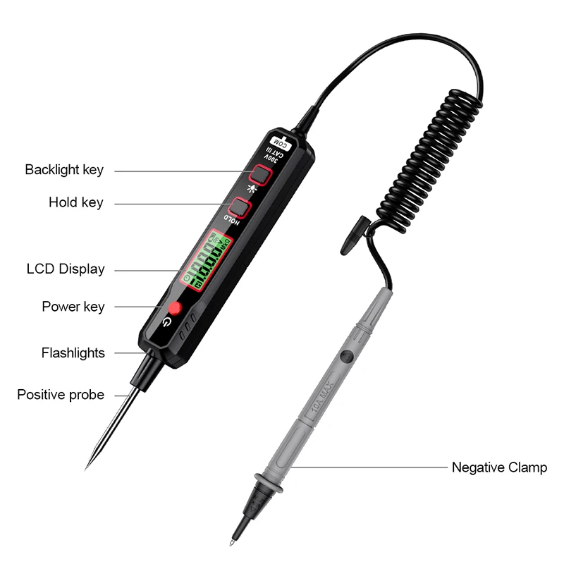 HT86B Car Voltage Detector DC AC 300V Auto Circuit Tester Non-Contact Digital Multimeter Electrician Tools LCD Backlight Display images - 6