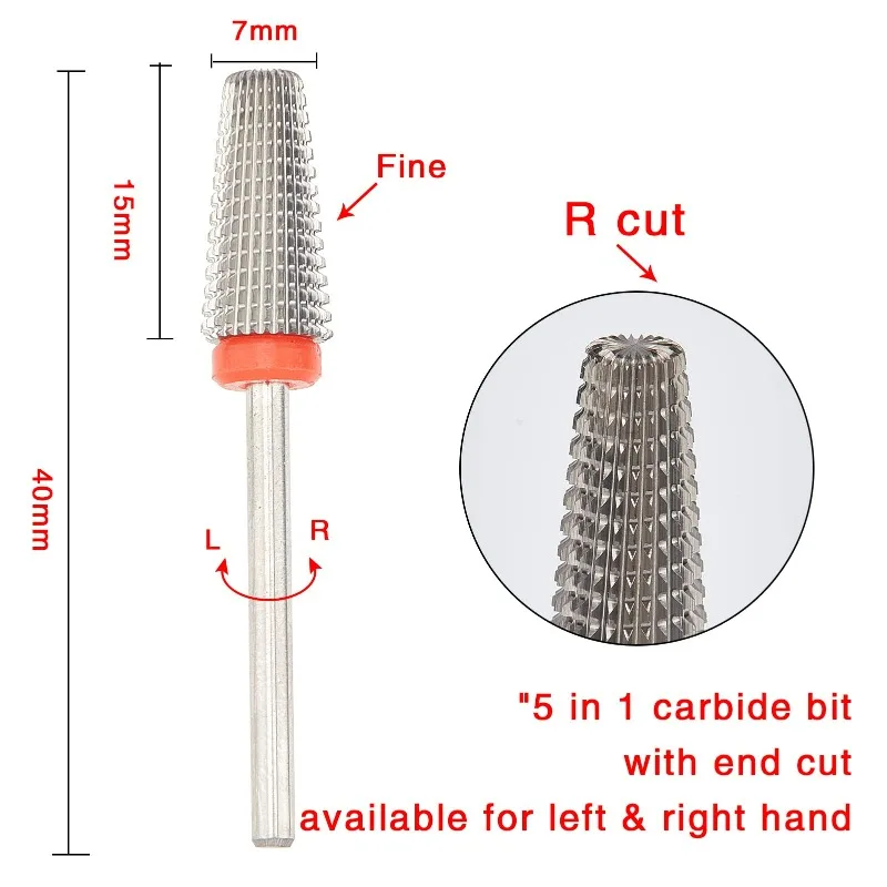 1 stuks platte top taps toelopende carbide nagelbit verwijder gel tool elektrische boormachines bestand manicure accessoires