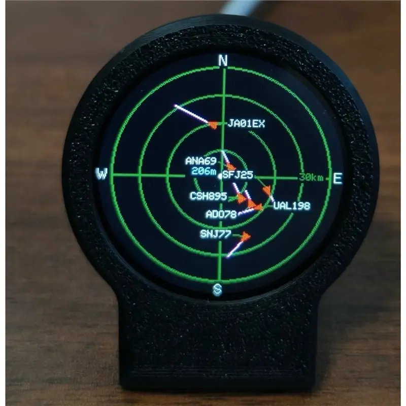ABZL USB-C Deskradar,Live ADS-B Flight Tracker Tracking Gadget Sonar Grid Screen 3D Printed Case Aviation Desk Decor