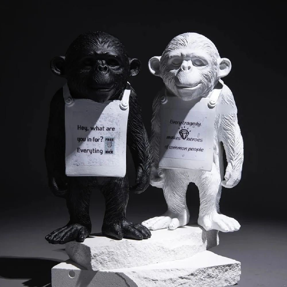 

2023#Banksy Monkey Resin Statue Sculptures & Figurines Home Decoration Accessories Kawaii Room Decor Desk Figurines For Inte