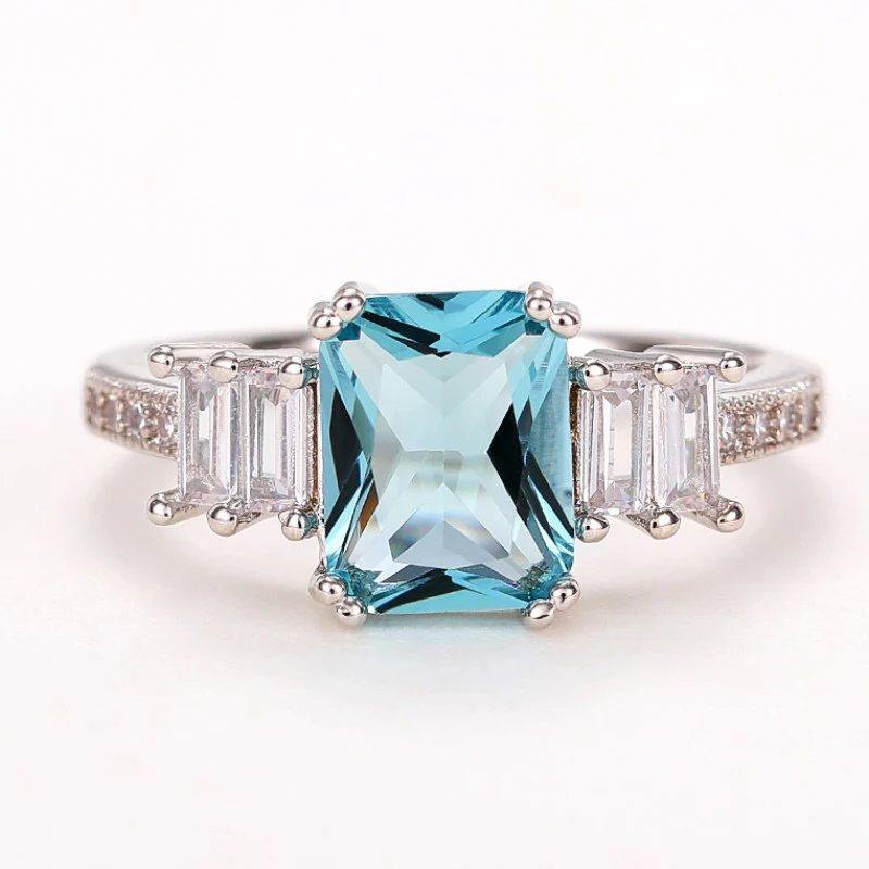CAOSHI Trendy Young Lady Finger Ring with Blue Crystal Fashion Design Engagement Accessories Stylish Women Wedding Party Jewelry