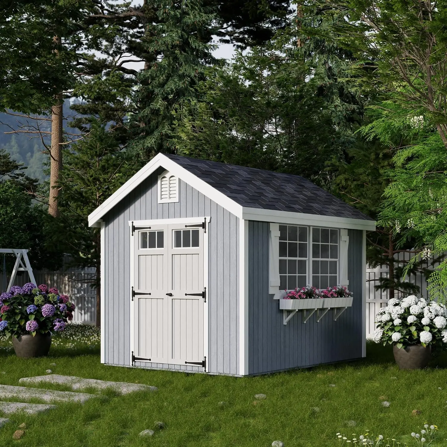 Colonial 8x10 Wood Storage Shed with Operable Windows & Floor, Outdoor DIY Precut Kit, Customized