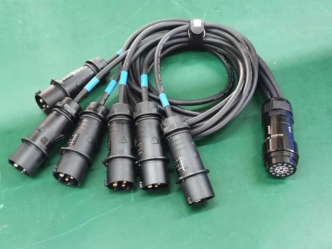 6 way 19pin socapex to CEE16A socket cable 1.5M 3M 5M 10M Length image 2