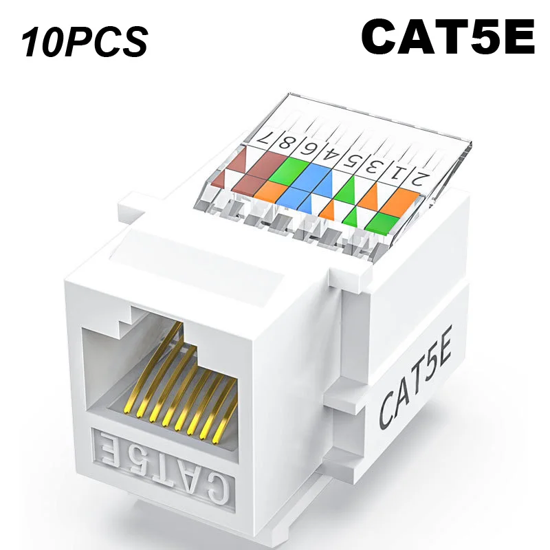 10PCS sem ferramentas RJ45 CAT5e Módulo Ethernet UTP Rede Keystone Jack Clip Conector de parede Tomada Cabo Adaptador