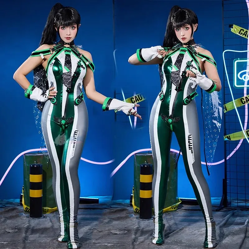 حواء تأثيري حلي لعبة Stellar بليد لعب الأدوار المرأة بذلة كيب تمويه حفلة الهالوين مثير جديد بذلة جلدية البدلة