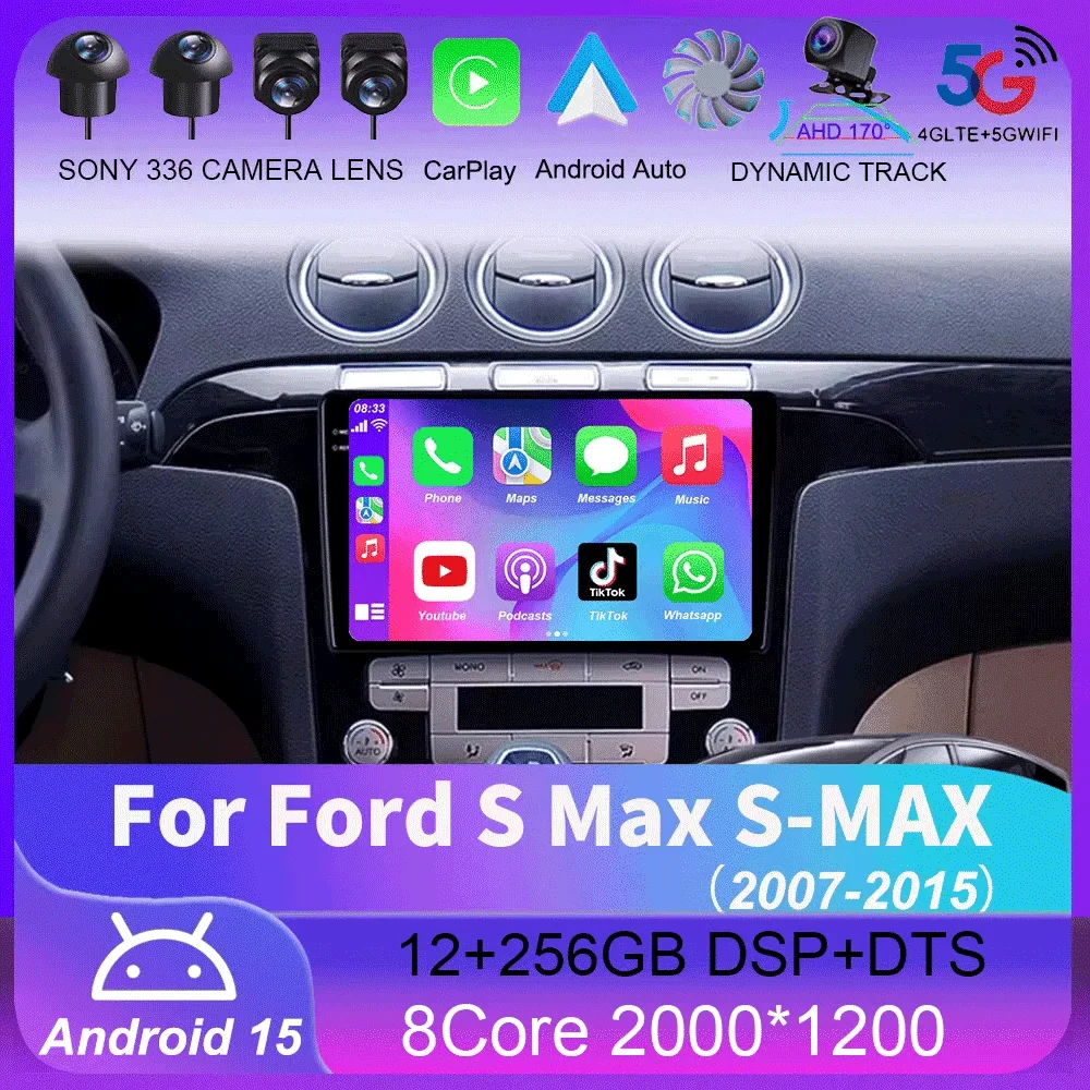 

Android 14 WIFI + 4G стерео автомобильное радио для Ford S Max S-MAX 2007-2015 Multimidia видеоплеер авто CarPlay GPS DVD 2Din BT 2K QLED
