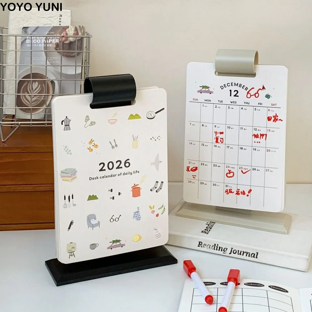 

Cartoon 2026 Desk Calendar Paper Page Flipping Cartoon Desk Planner Date Display Daily Check-in Plan 2026 Cute Student Calendar