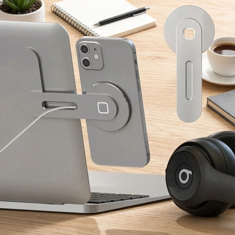 

2024 Magnetic Laptop & Monitor Phone Holder, Slim Foldable Side Mount for iPhone 14/13/12 & All Smartphones