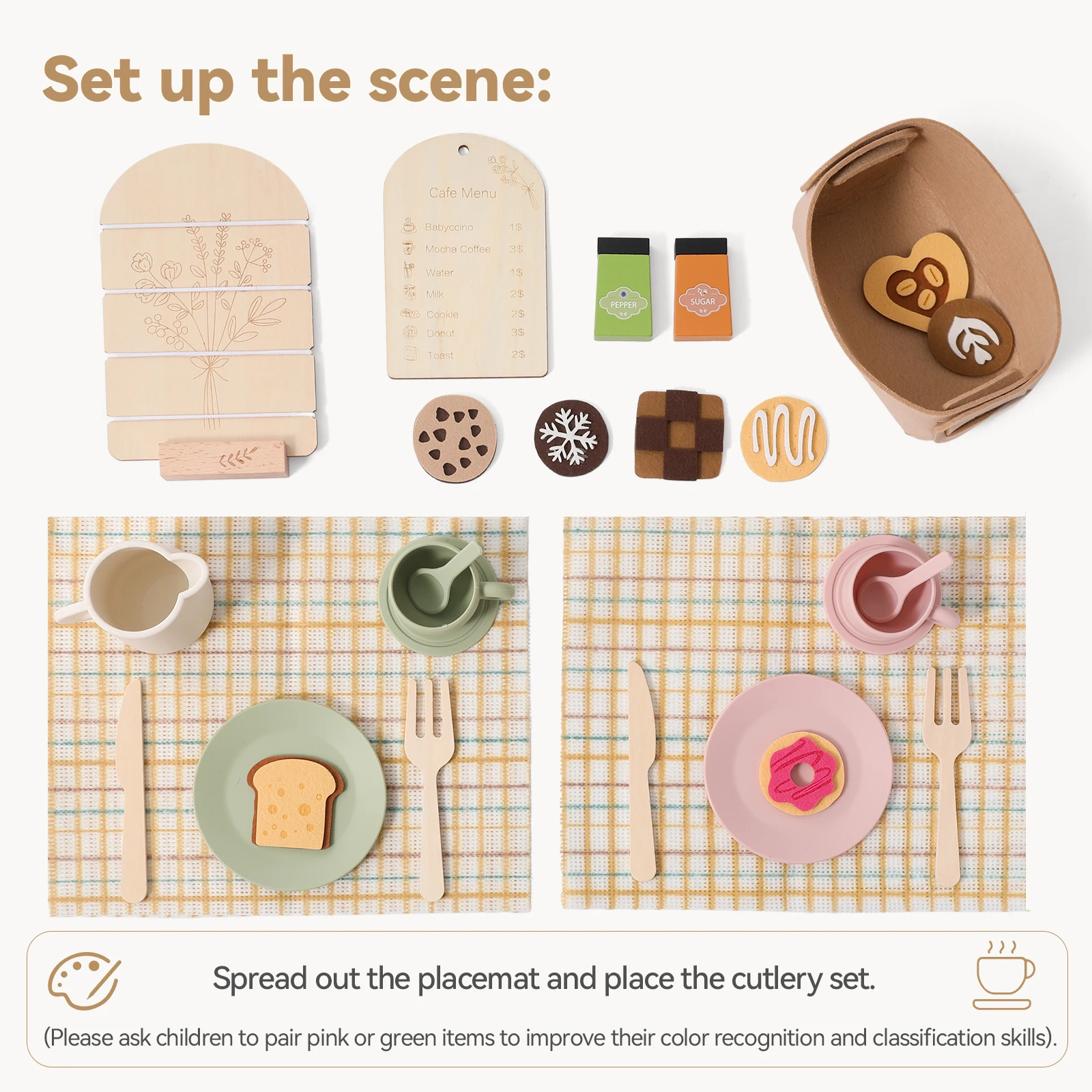 Tea Party Set for Toddlers Girls Boy Birthday Gift Pretend Play Food Wooden Picnic Outdoor Toys Kids Age Educational Wood Toy