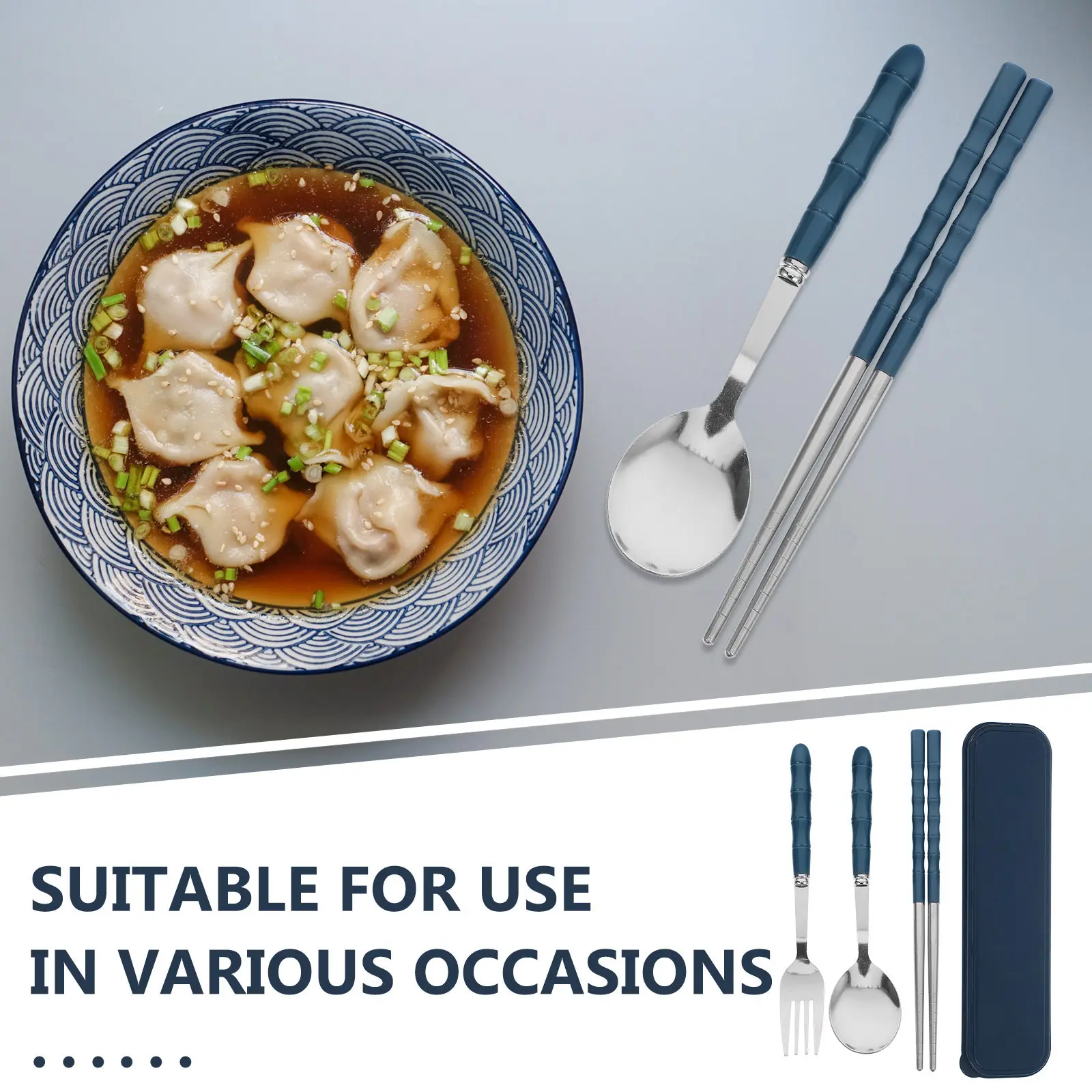 Chopsticks Portable Reusable Camping Travel Set Case Spoon Halloween Christmas Cutlery Set Stainless Steel Fork