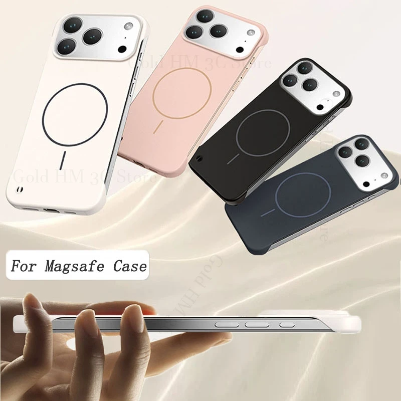 

Skin Feel Frameless Tough Matte Case For iPhone 16 Pro Max 17 Air 13 12 14 15 Pro For Magsafe Borderless Wireless Charging Cover