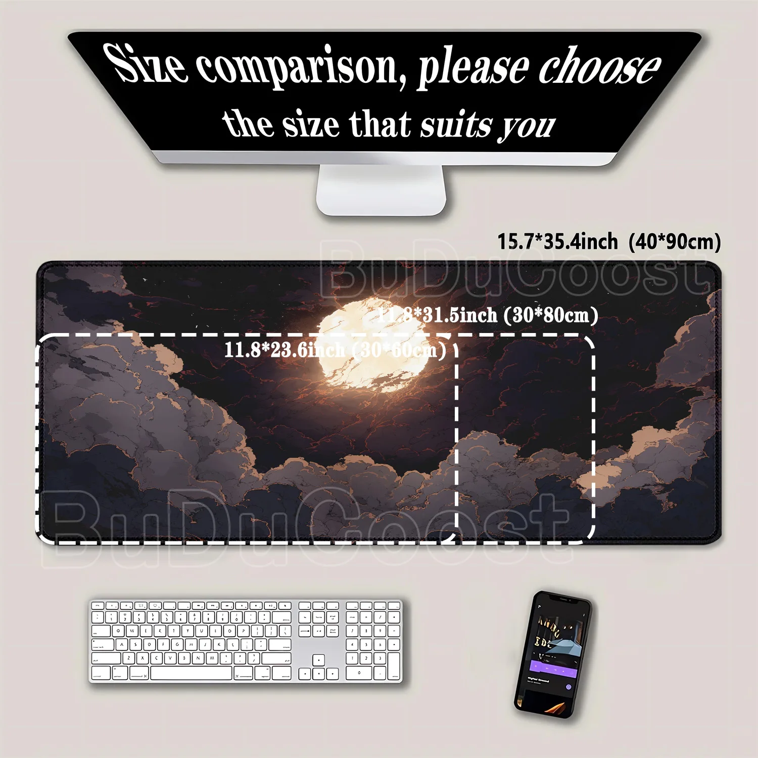 Night Moonlight large teclado mouse pad non-slip esport learning player mousepad desktop accessories Keyboard offices desk mat