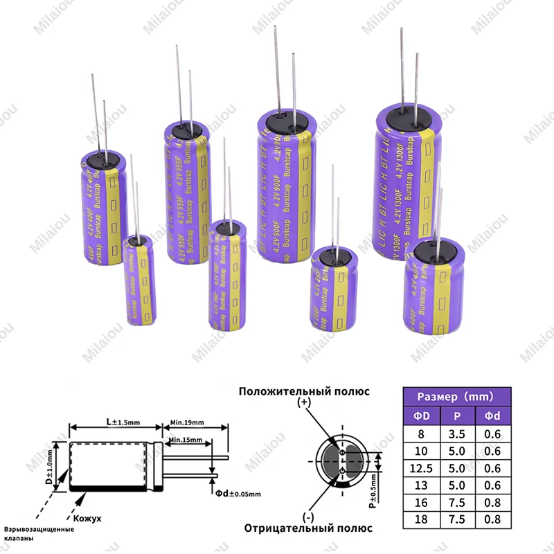 Lithium-ion Capacitor 4.2V 90F/190F/250F/400F/550F/400F/900F/1300F（Optional） Farad capacitor D-type