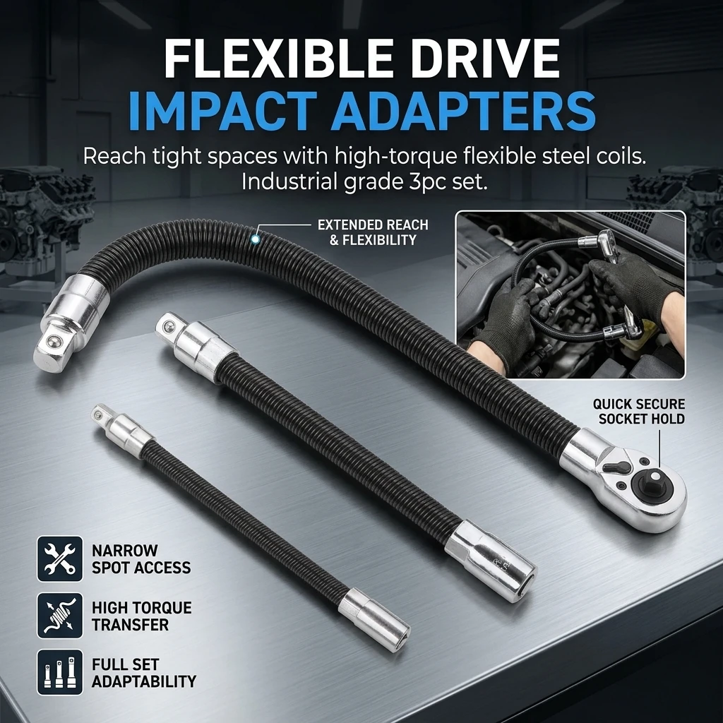 Flexible Socket Extension Bar Set 1/4 3/8 1/2 Inch Shaft Drive Bar Adapter Impact Extender Flexible Socket Extension Rod Bar view 6