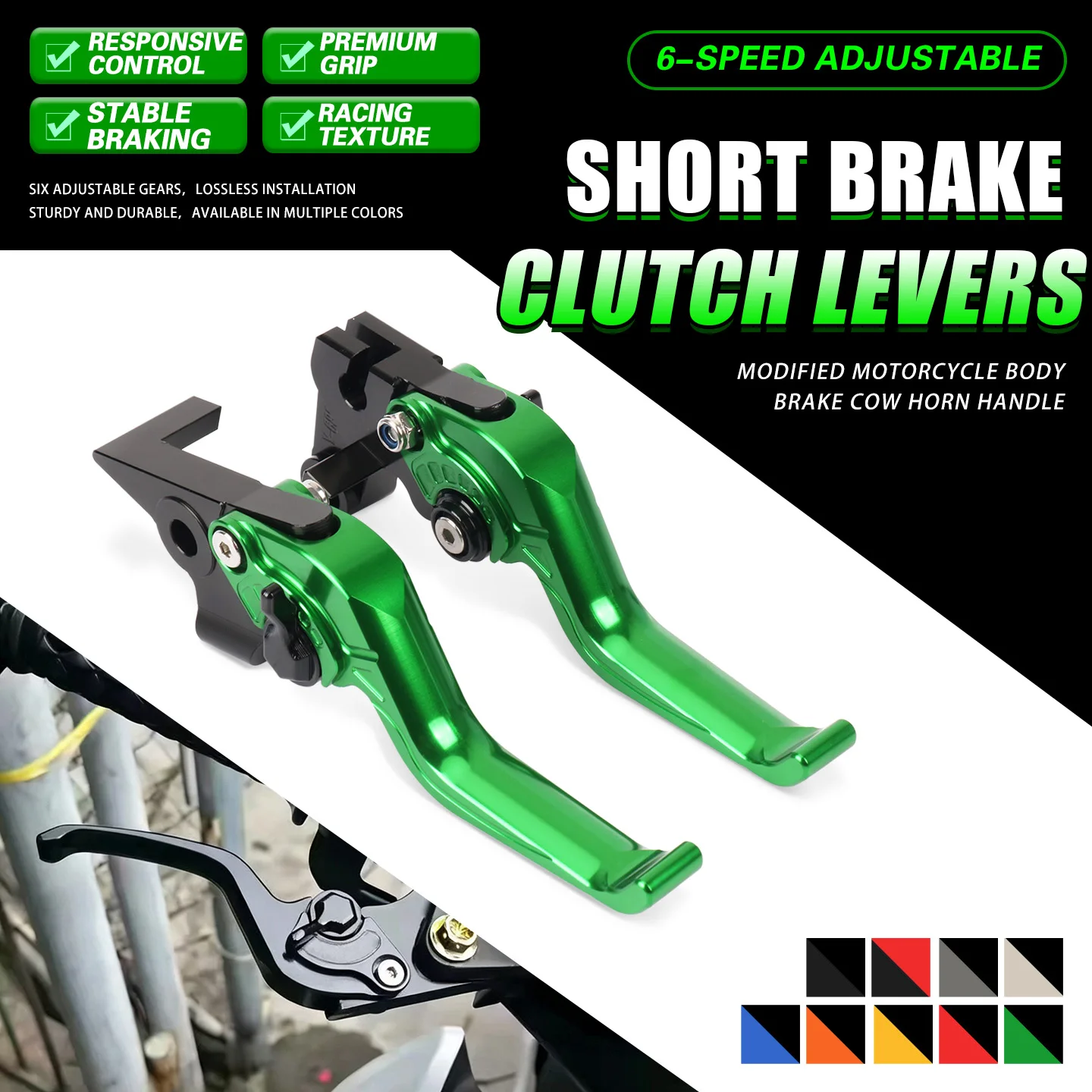 Motorcycle  Accessories CNC Short Brake Clutch Levers Adjustable Two Finger Handle Brake Set For Z900 Z650 Z1000SX Z900SE