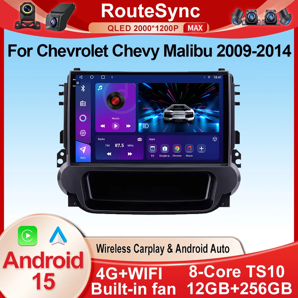 Radio de coche para Chevrolet Chevy Malibu 2009-2014 4G WIFI Android15 navegación Multimedia GPS Auto Carplay estéreo Ai RDS/FM No 2Din