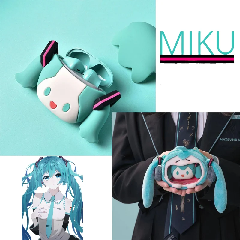 

Hatsune Miku Bluetooth Headset Anime Cute Cartoon Blue Headphone Protective Case Super Battery Life Long-lasting Durable New