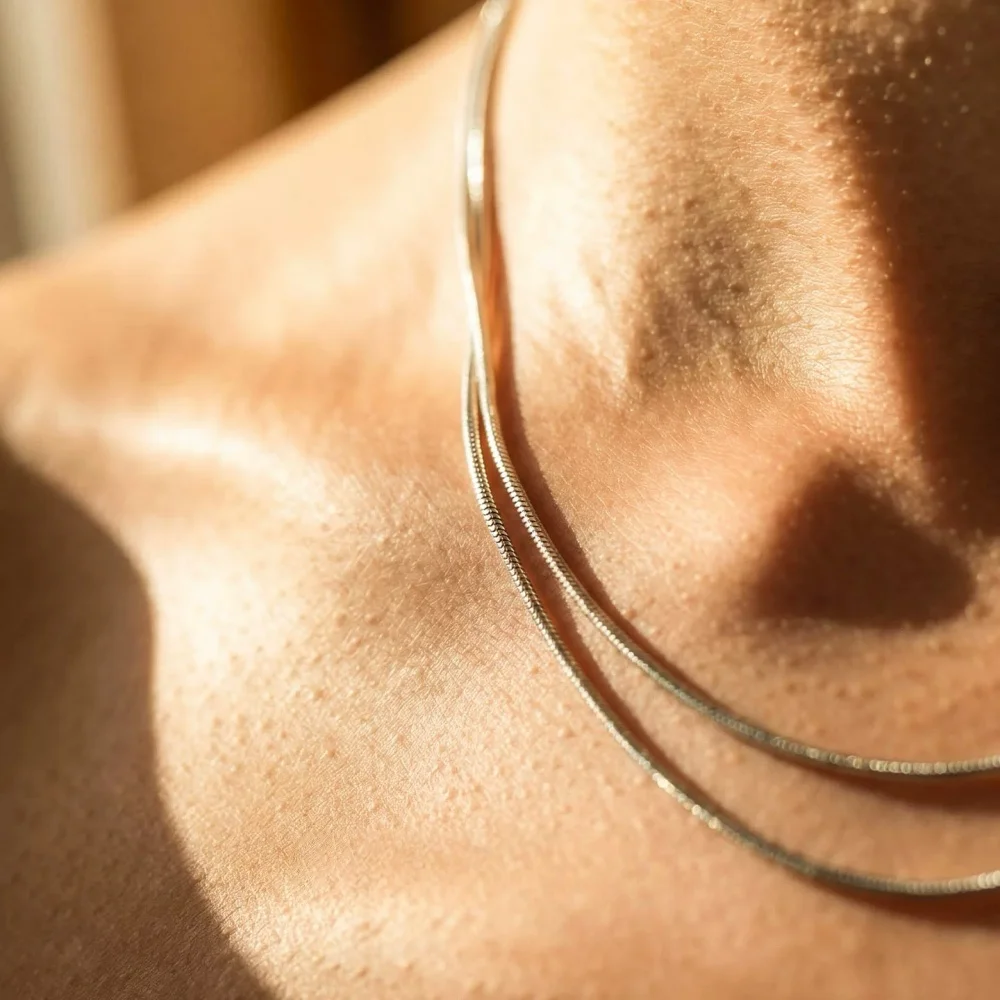Hip Hop Men Stainless Steel Chain Necklace Simple Silver Color Square Snake Chain Necklace Fashion Women Jewelry Accessories