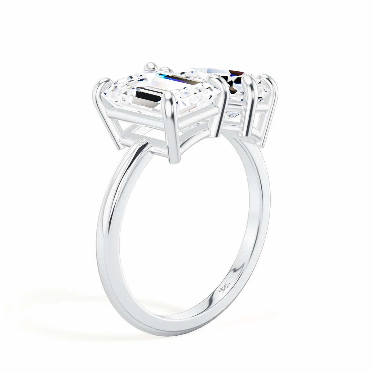 Zertifizierter 3,5 Karat 2-Stein-Moissanit-Ring für Damen, 100% 925 Silber, Luxus-Designer-Marke, Hochzeitsschmuck mit Labor-Diamanten, hohe Qualität – Detail 5