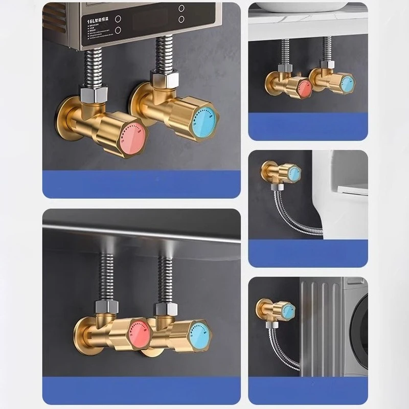 

Латунный угловой клапан для горячей и холодной воды, взрывозащищенный, для ванной, кухни, туалета, водонагревателя, 4-точечный универсальный интерфейс