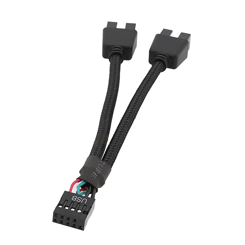 Placa-mãe do computador cabo de extensão usb 9 pinos 1 fêmea para 2 macho y divisor áudio hd cabo de extensão para pc