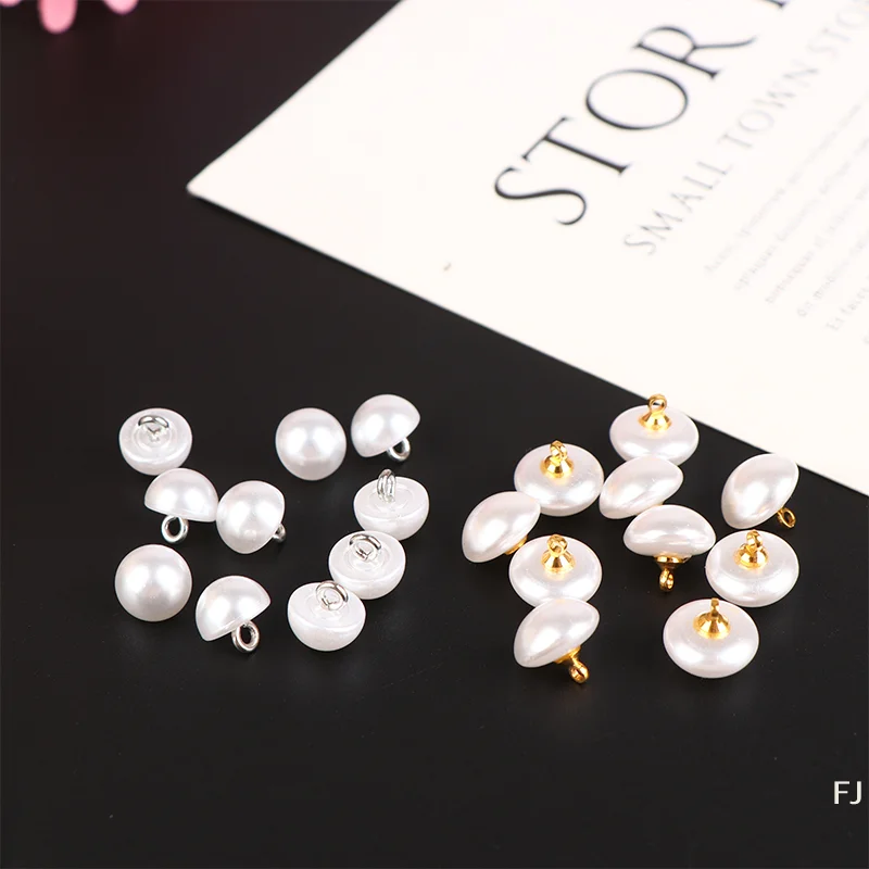 [YU]10Pcs 10mm/12mm Mushroom Faux Plastic Shirt Semicircle Pearl Buttons Shank Button For Clothing Decorative Mini Sewing DIY