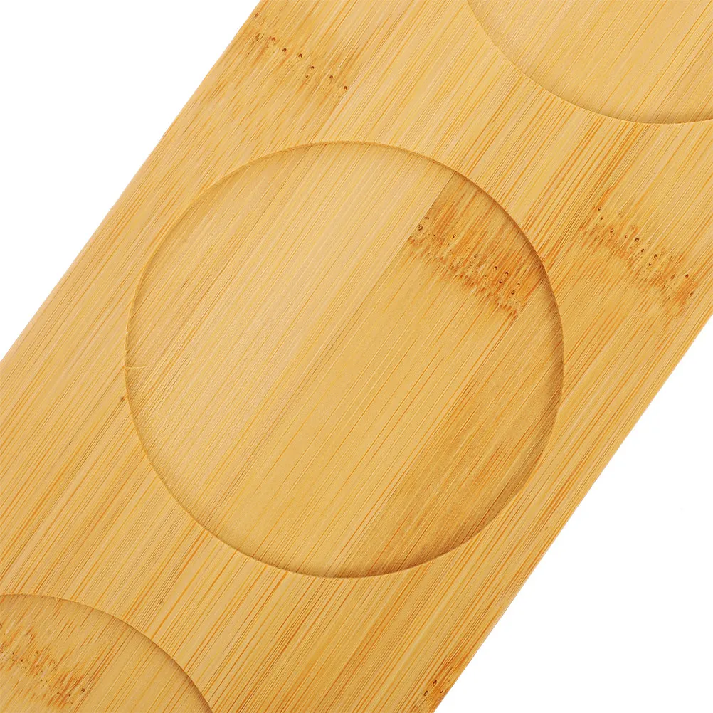 2Pcs Bamboo Cup Mat 3 Hole Wine Glass Holder Tray Anti Skid Heat Resistant for Ktv Bar Home Party Coster Bulk Round Cup Pads