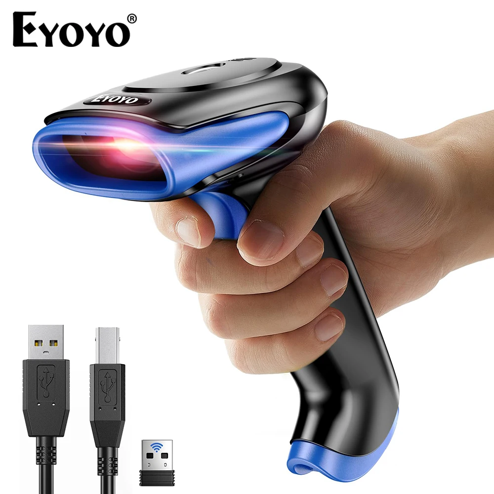 eyoyo handheld barcode scanner sem fio 1d e 2d bluetooth dongle 24g usb leitor de codigo de barras qr com fio bateria 2500mah ey034p novo 2023 01