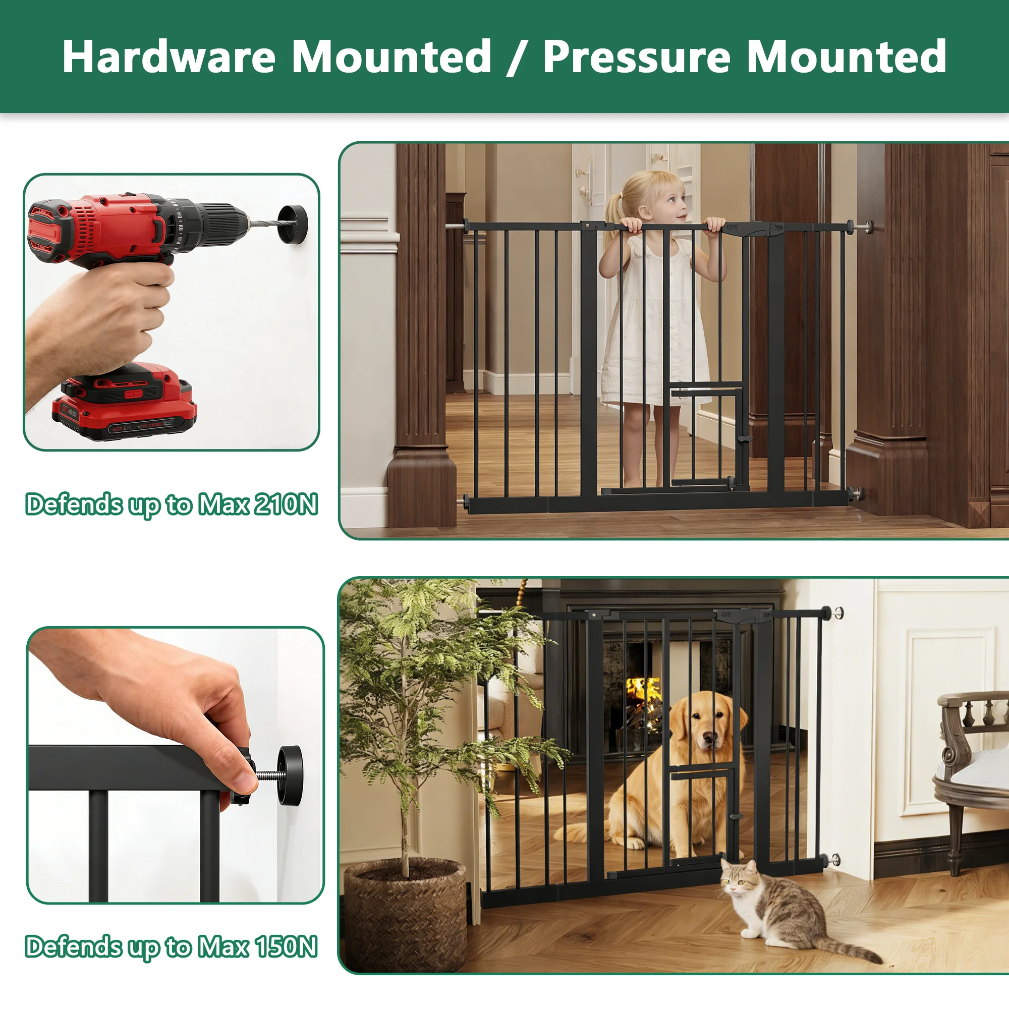 ประตูกั้นเด็กพร้อมประตูสำหรับแ - Baby Gate Extra Wide บทวิจารณ์และราคา